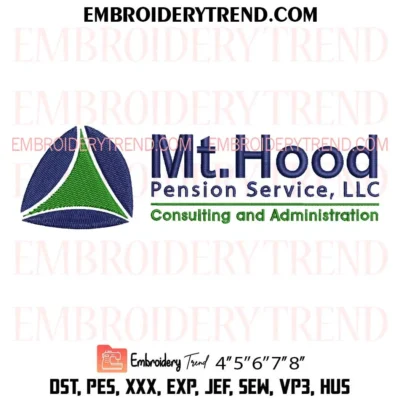 Mt. Hood Pension Service Embroidery Design, Custom Pes Design File
