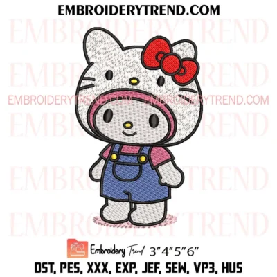 My Melody Hello Kitty Hood Embroidery Design – Kawaii Sanrio Digital Download