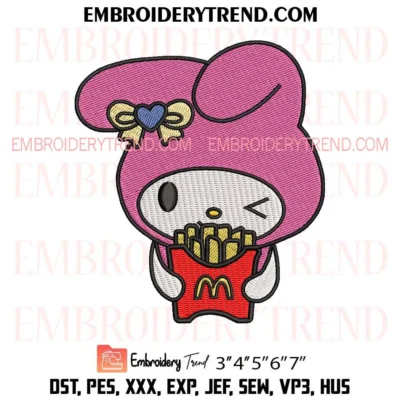 My Melody McDonalds Fries Embroidery Pattern – Digital Download