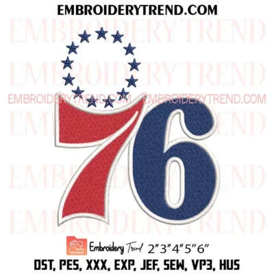 NBA 76ers Basketball Embroidery Design, Philadelphia 76ers Pes Design File