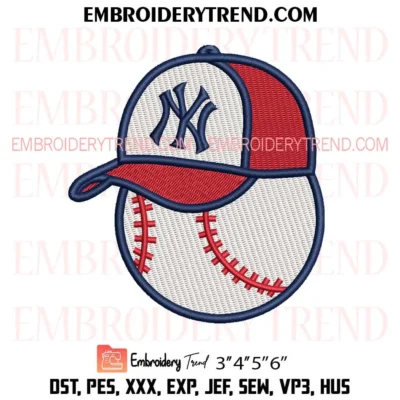 New York Yankees Baseball Cap Embroidery File – Team Logo Machine Embroidery Design