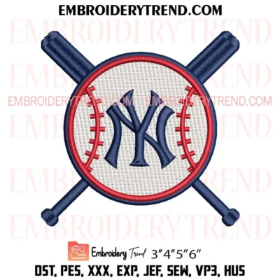 New York Yankees Baseball Embroidery Design – MLB Team Digital Download