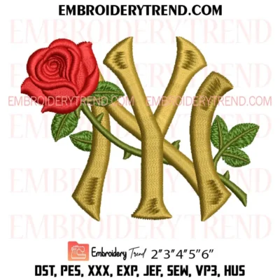 New York Yankees Rose Embroidery Design, Fan Yankees MLB Pes Design File