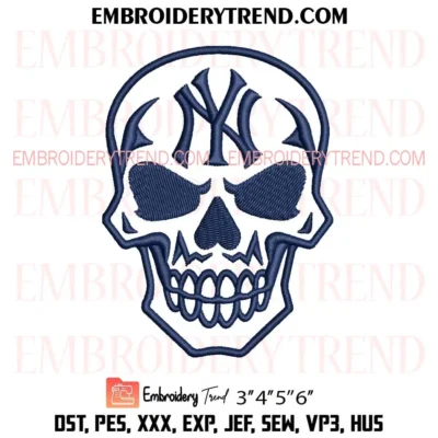 New York Yankees Skull Embroidery Design – MLB Team Pes Design File