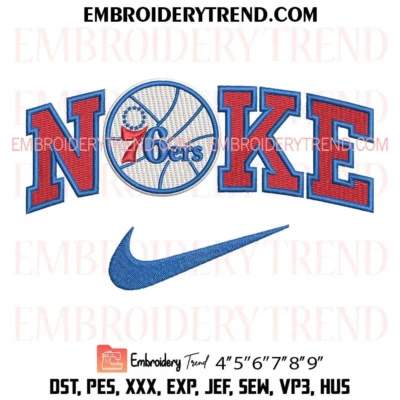 Nike Philadelphia 76ers Embroidery Design, Basketball Sport Pes Design File
