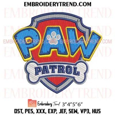 Paw Patrol Embroidery Design, Kids Cartoon Pes Design File