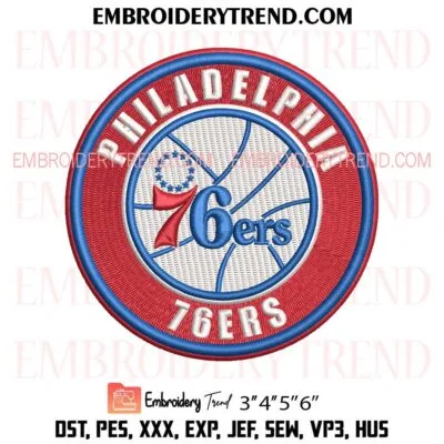 Philadelphia 76ers Circle Logo Embroidery Design, Basketball Pes Design File