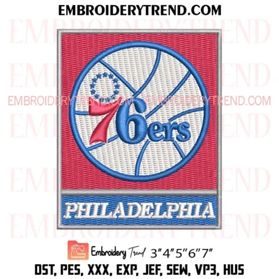 Philadelphia 76ers NBA Basketball Embroidery Design, NBA Logo Pes Design File