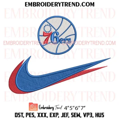 Philadelphia 76ers Swoosh Embroidery Design, NBA Logo Pes Design File