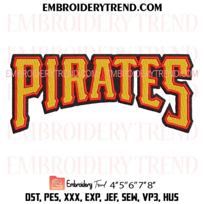 Pirates Lettering Embroidery Design, Pittsburgh Pirates Baseball Pes Design File