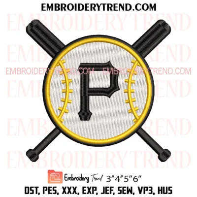 Pittsburgh Pirates Crossed Bats Embroidery Design, Baseball Team Logo Pes Design File