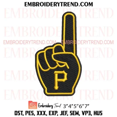 Pittsburgh Pirates Foam Finger Embroidery Design, Pirates Foam Hand Pes Design File