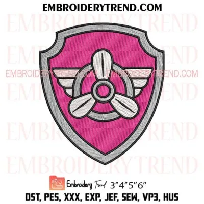 Skye Badge Embroidery Design, Paw Patrol Pes Design File