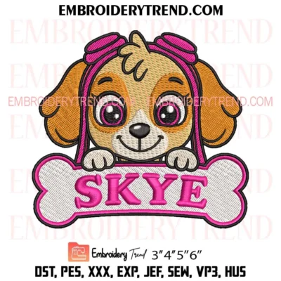 Skye Puppy Embroidery Design, Paw Patrol Cartoon Pes Design File