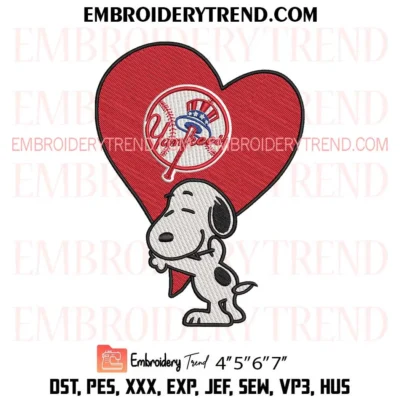 Snoopy Hugs Heart New York Yankees Embroidery Design – Snoopy Baseball Pes Design File