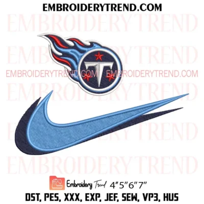 Tennessee Titans Swoosh Embroidery Design, Football Pes Design File