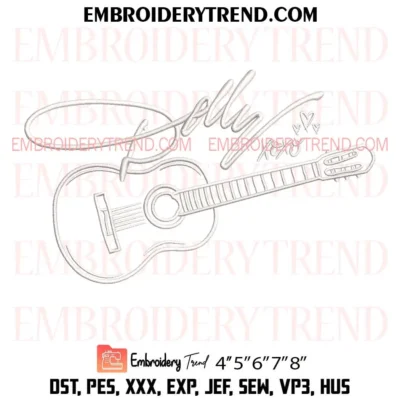 Dolly Parton Country Music Guitar Embroidery Design, Singer PES File