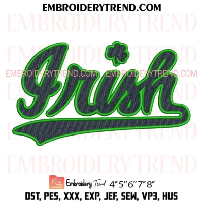 Irish Wordmark Embroidery Design, Notre Dame Fighting Irish Pes Design File
