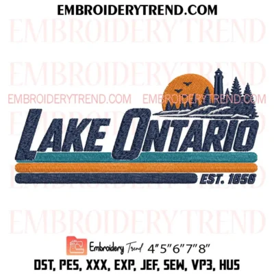 Lake Ontario EST 1656 Embroidery Design, Lighthouse Machine Embroidery