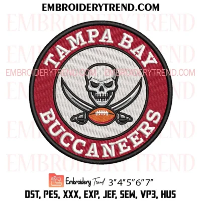 NFL Tampa Bay Buccaneers Circle Embroidery Design, Football Fan PES Instant Download