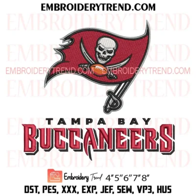 NFL Tampa Bay Buccaneers Football Embroidery Design, American Football Fan Pes Design File