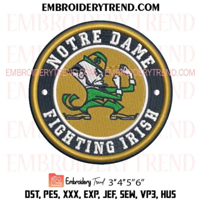 Notre Dame Fighting Irish Circle Logo Embroidery Design, NCAA Sport Pes Design File