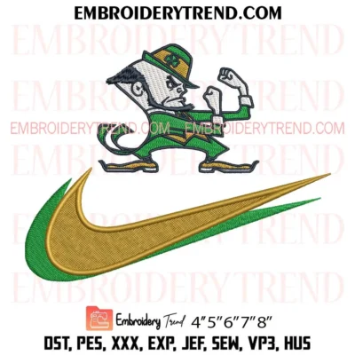 Notre Dame Fighting Irish Swoosh Embroidery Design, NCAA Notre Dame Fighting Irish Team Pes Design File