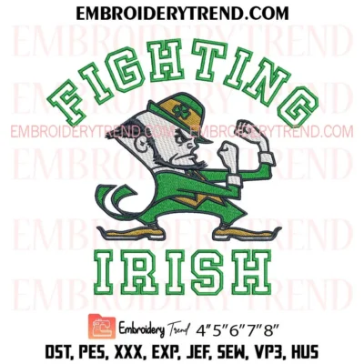 Notre Dame Fighting Irish Team Embroidery Design, Logo NCAA Pes Design File