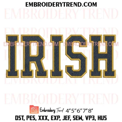 Notre Dame Fighting Irish Wordmark Embroidery Design, Notre Dame Football Pes Design File