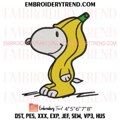 Snoopy Banana Costume Embroidery Design, Cute Cartoon Design PES File