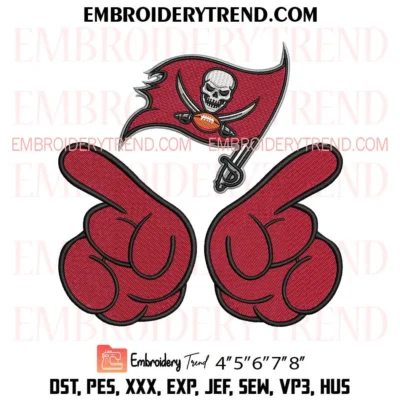 Tampa Bay Buccaneers Hands Pointing Embroidery Design, Go Bucs Football PES Instant Download