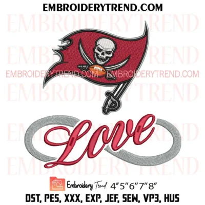 Tampa Bay Buccaneers Love Embroidery Design, Football Team Logo PES Instant Download
