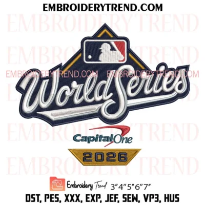 2026 World Series Capital One Embroidery Design, Baseball Logo PES Instant Download