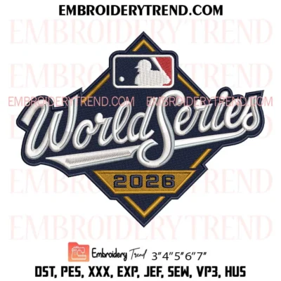 2026 World Series Embroidery Design, Major League Baseball PES Instant Download