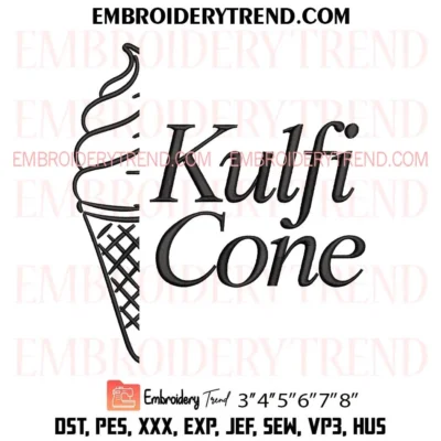 Kulfi Cone Embroidery Design, Ice Cream Embroidery Digitized Pes Files