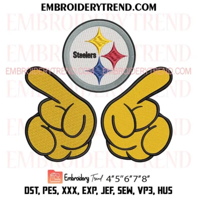 Pittsburgh Steelers Hands Pointing Embroidery Design, Go Steelers Football PES Instant Download