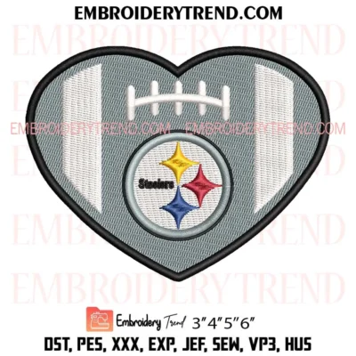 Pittsburgh Steelers Heart Logo Embroidery Design, NFL Team Love Machine Embroidery File
